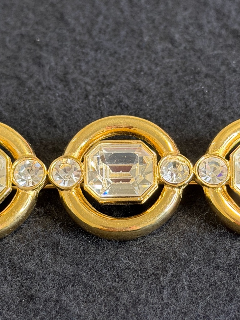 Vintage Givenchy Gold-Tone Brooch with Clear Crystal Accents - Picture 3 of 5